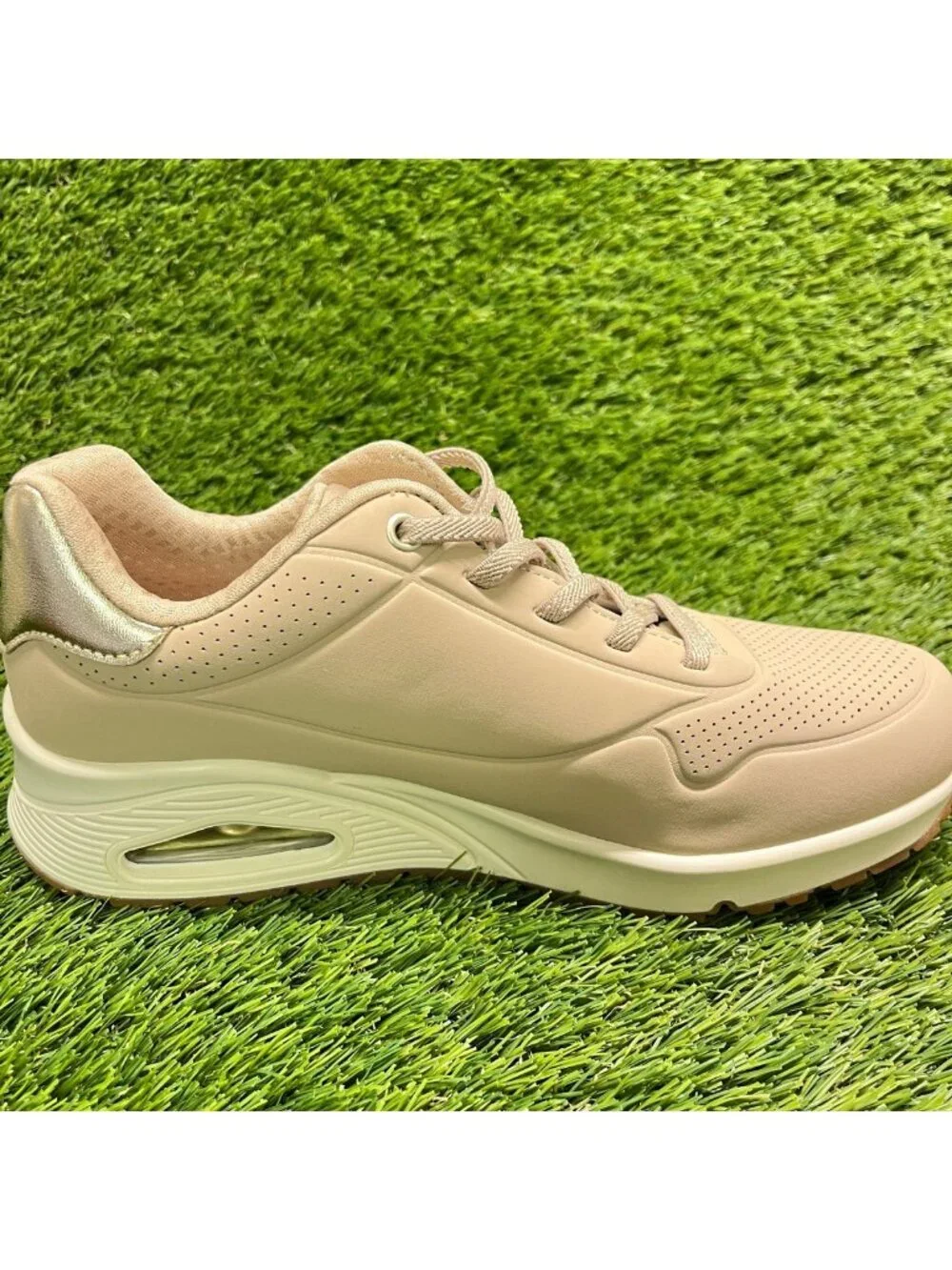Skechers Uno Shimmer Away Womens Size 7 Beige Athletic Running Shoes Sneakers